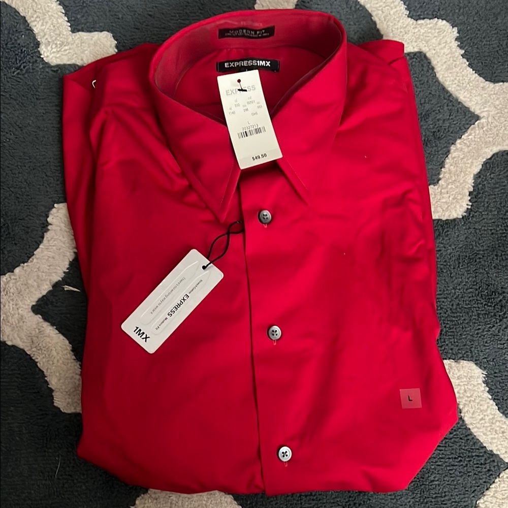 Express Red Dress Shirt Collar High-Quality Fabric